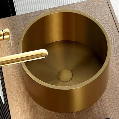 China Stainless Steel 304 Stainless Vessel Sinks , Gold Bathroom Sink Bowl For Cabinet Lavatory for sale
