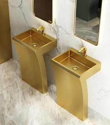 China Modern Vanity Stainless Steel Pedestal Sink Floor Standing 7 Shape à venda