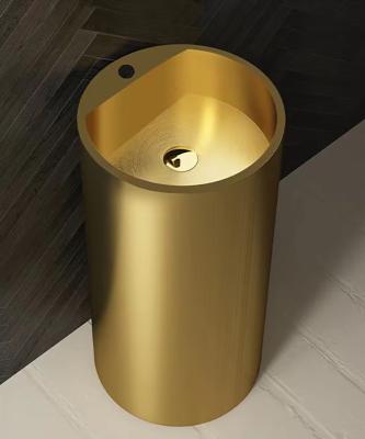 China Brushed Finish Pedestal Bathroom Sink , Freestanding Wash Basin SUS304 Material for sale