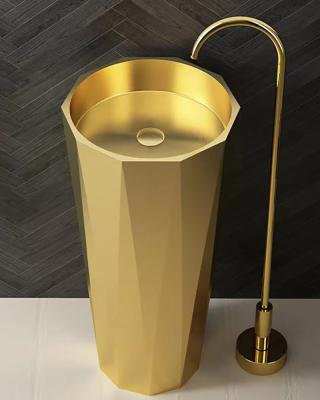 China 304 Stainless Steel Column Pedestal Sink For Hotel Clubhouse Bathroom for sale