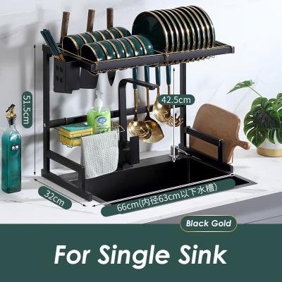 China Stainless Steel Over The Sink Drying Rack 65cm Width With Baking Paint Gold Plating for sale