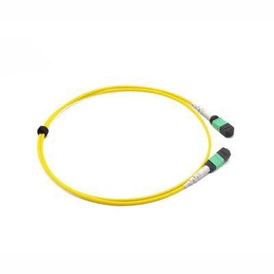 China 12 Fibre MTP Trunk Cable SM USconec MTP / APC Female To MTP  / APC Female G657A2 Patch Cable LSZH Yellow for sale