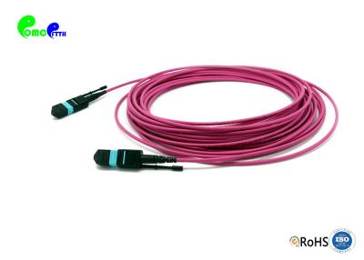 China MTP Trunk Cable OM4 12F 3.0mm MTP Female 50 / 125μm With Push / Pull Tab Magenta LSZH Jacket for sale