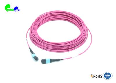 China OM4 MTP Male 24F SX 50 / 125μm MTP Trunk Cable With G651 Magenta LSZH Jacket for sale