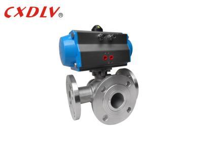 China Spring Return Single Acting Pneumatic Actuated 3 way Valve On Off Valve for sale