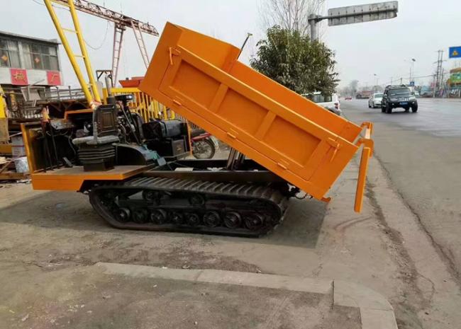 Professional crawler dump truck/carrier showing its robust construction and track system