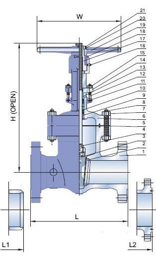 ASME B16.34 Class 600 LB Cast Steel Gate Valve Flanged Ends ASME B16.34 Class 600 LB Cast Steel Gate Valve Flanged Ends