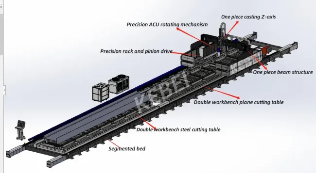 High Power H-Beam Laser Cutting Machine for Cutting Holes Marking Beveling