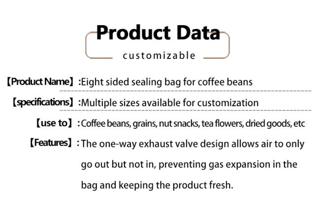 Different size options for eight sided sealing bags