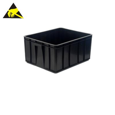 China ESD Plastic Tray Box Bins Pp Folding Logistic Conductive Anti Static Storage Boxes Board Big Tote Box for sale