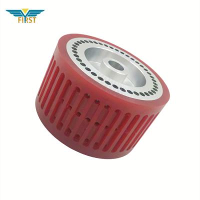 China Red Color Suction Wheel 124*70mm For Folding Machine Polyurethane Printing Parts for sale
