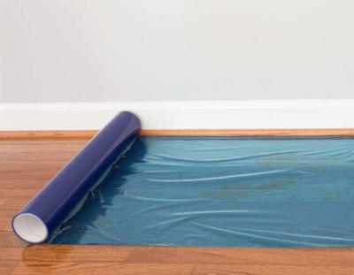 China Transparent Blue Peel Off 500MM 24 Inches Floor Protection Film for Wood Floor for sale