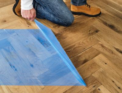 China 36 Inch X 600 Feet Easy Mask Floor Protection Film Blue Hard Surface Protector for sale