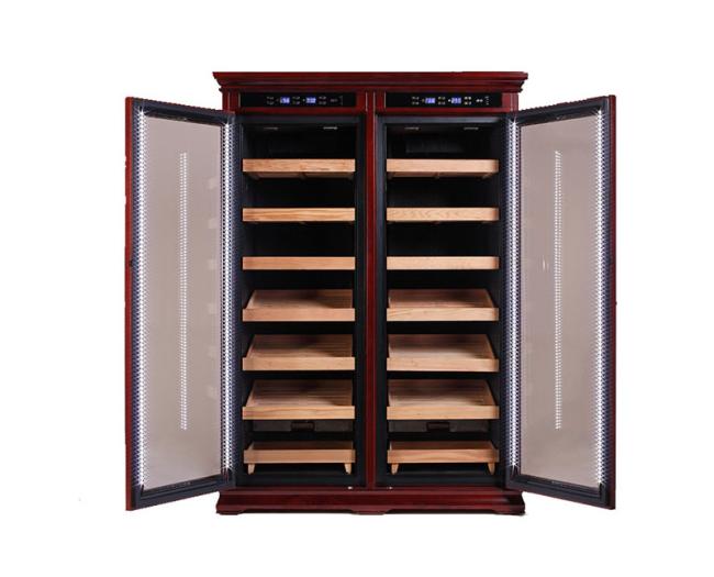 Luxury LED Lights Dual Zone Double Door Cigar Humidor Cabinet Luxury LED Lights Dual Zone Double Door Cigar Humidor Cabinet