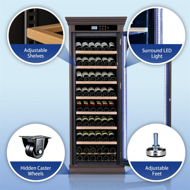 Wine bottles stored in cooler showing capacity