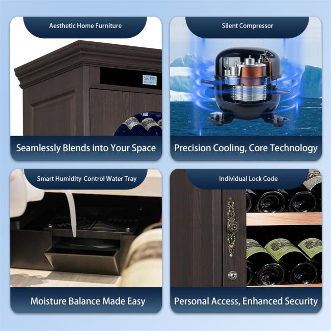 Side angle view of wine cooler design