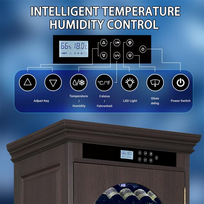 Full view of wine cooler with decorative elements