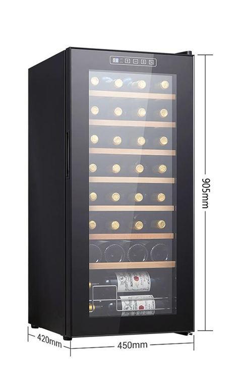 Digital Temperature Control Black Wooden Wine Cooler Cabinet closed door view
