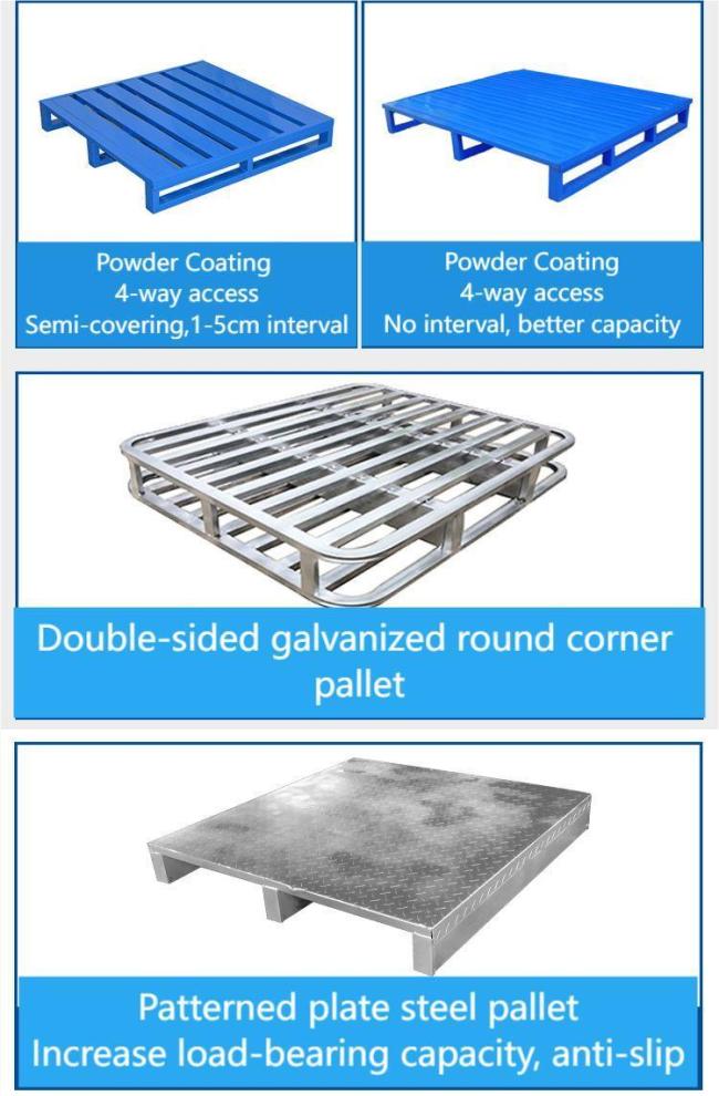 Powder Coated 4 Way Entry Stackable Iron Pallet by Pallet Jack