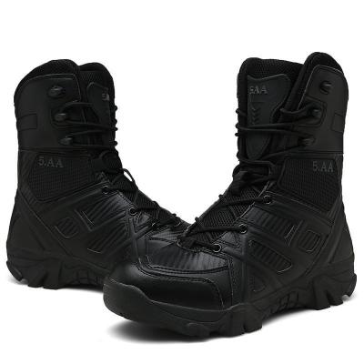 China High Quality Leather Combat Tactical Boots Waterproof High Top  Black Genuine Leather Tactical military Boots for Men à venda