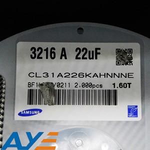 China 25V X5R 1206 SMD MLCC 22uF Electronic Components Capacitors CL31A226KAHNNNE for sale