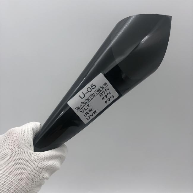Roll of carbon ceramic window film showing size and packaging