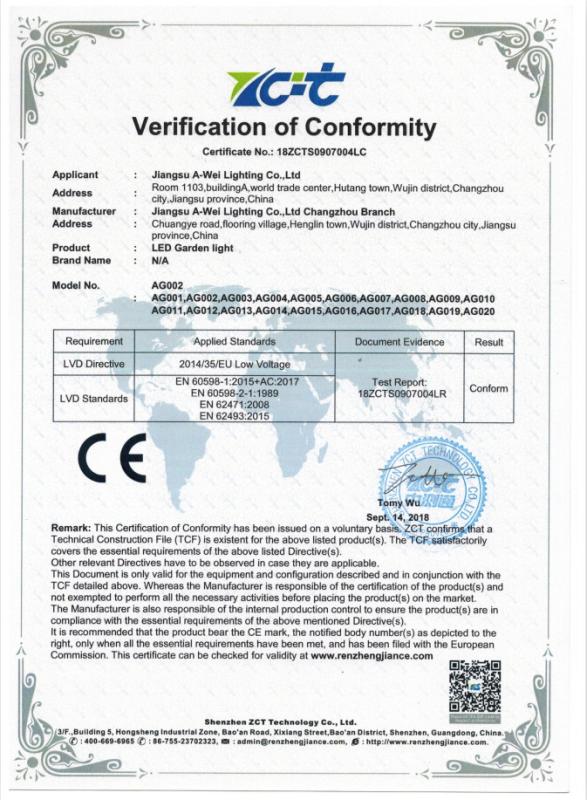 CE-LVD - Jiangsu A-wei Lighting Co., Ltd.