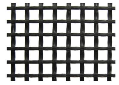 China Warp Knitted Polyester Geogrid Black for Runway / Railway Foundation for sale