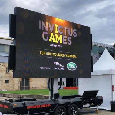 China Trailer Mobile pitch 10mm 16x16 pixels LED Advertising Screen for sale