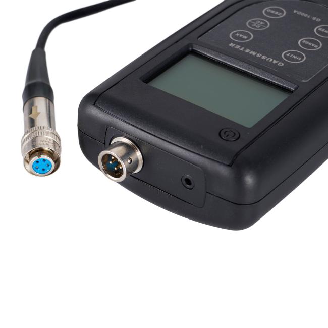 GS-100D Digital Gauss Meter side view with Hall sensor probe