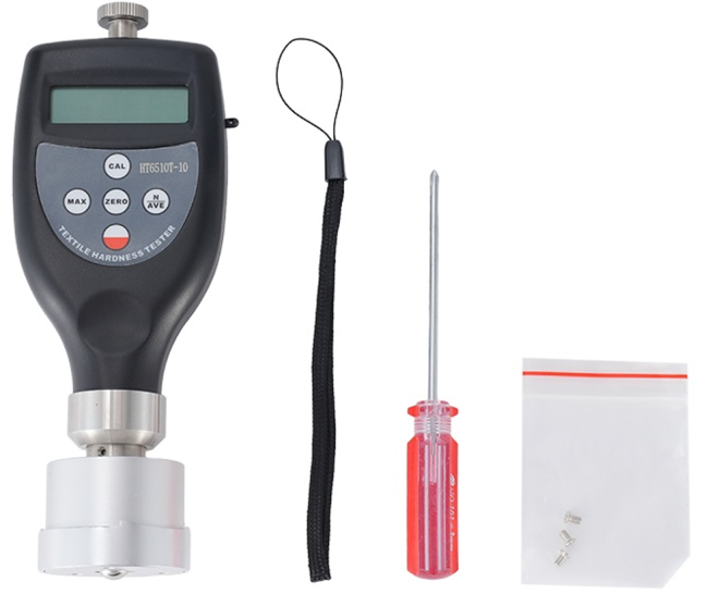 HT-6510T Series Textile Hardness Tester product image showing the device with convertible probe system