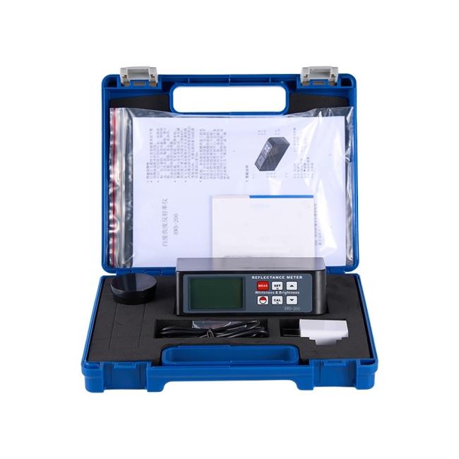 Whiteness and Brightness Reflectance Meter Model RWB-206 in use with measurement samples