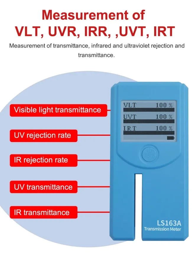 Ls163 Ls163A Portable Rotatable Screen Window Tint Film Tester Glass Car Window Tint Meter Solar Film Tester