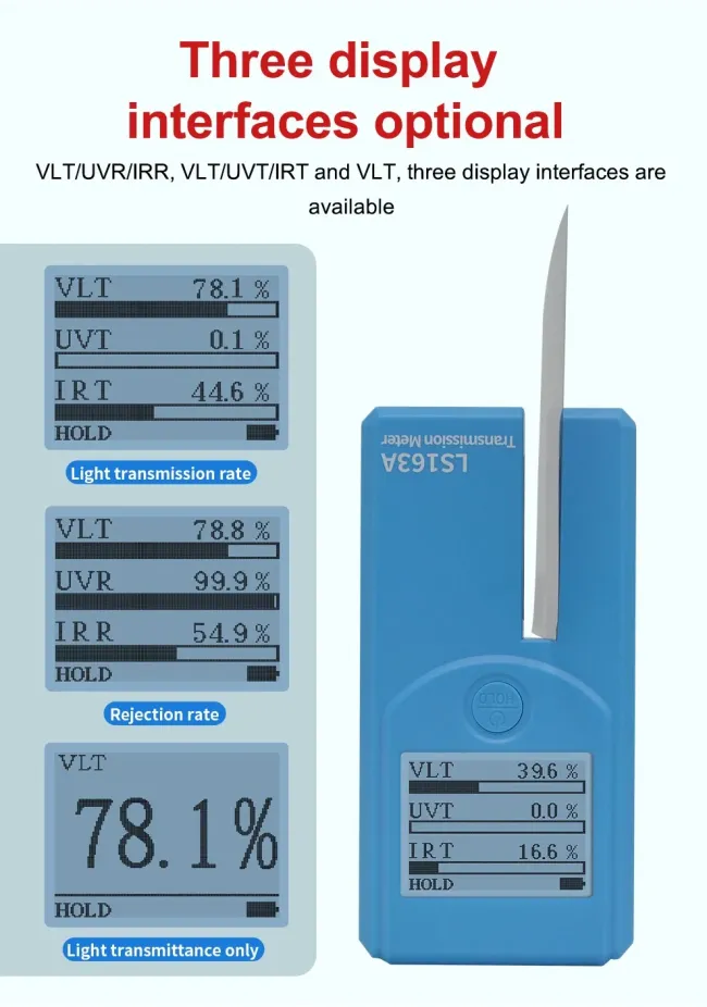 Ls163 Ls163A Portable Rotatable Screen Window Tint Film Tester Glass Car Window Tint Meter Solar Film Tester