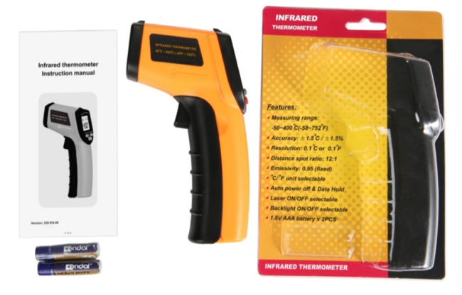 Infrared thermometer in use demonstrating temperature measurement application