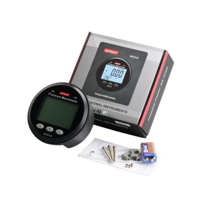 WT5110 Series Digital Pressure Manometer side view and accessories