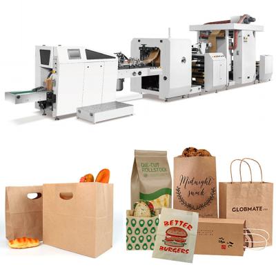 China 110-450mm Length Grocery Paper Shopping Bag Making Machine With Flat Handle for sale