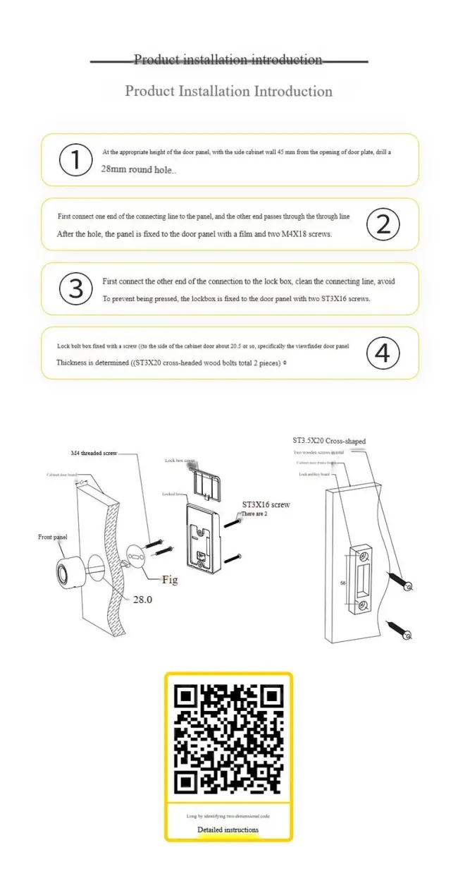 Fingerprint Smart Drawer Lock Double Cabinet Door Lock Free of Punching