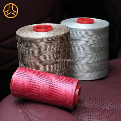 China Weaving 0.8MM 100% Polyester Waxed Thread for Leather Sewing 210D/16 Flat Waxed Thread for sale