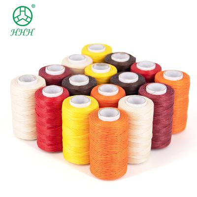 China 0.8mm Flat Waxed Polyester Stitching Thread for Leather Product Sewing and Durable for sale