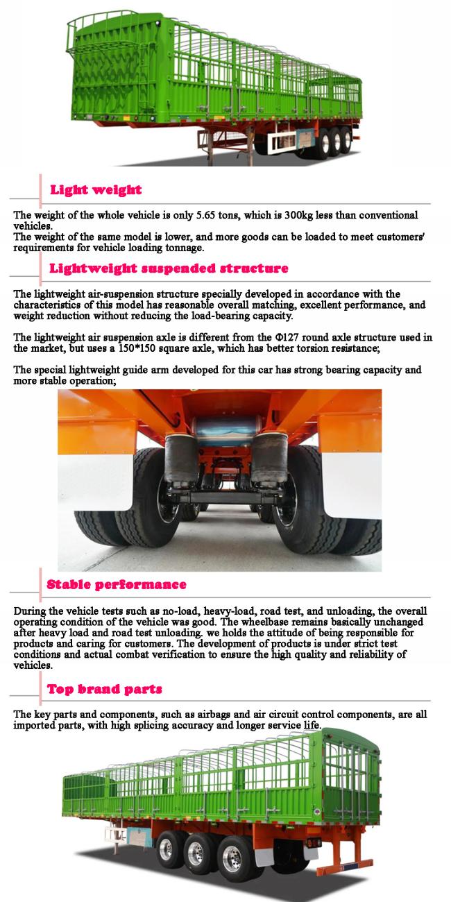 Tri-Axle Livestock & Farm Goods Transport Carrier Stake Fence Truck Trailer for Sale