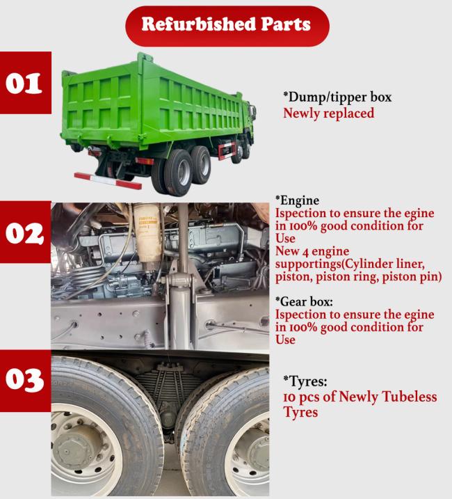Used-Refurbished Shacman 6X4/8X4 10/12 Wheels 30/40t Dump/Tipper Truck at Good Price
