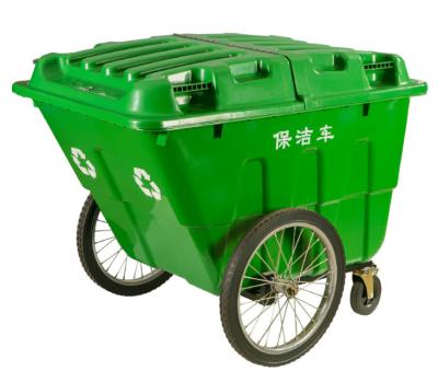China Induction Type 400L Garbage Car Moving Trash Cart With Wheels for sale