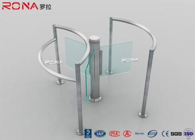 China Manual Half Height Turnstiles , Pedestrian Turnstile Gate With Tempered Glass Swing for sale