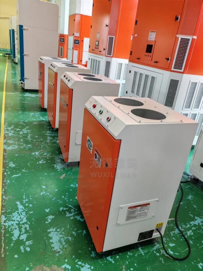 Close-up view of welding dust collector components