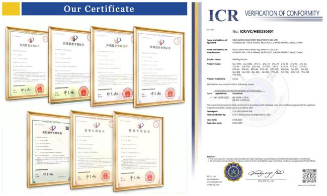 Quality certification for welding equipment