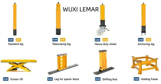 Various support leg options for welding tables