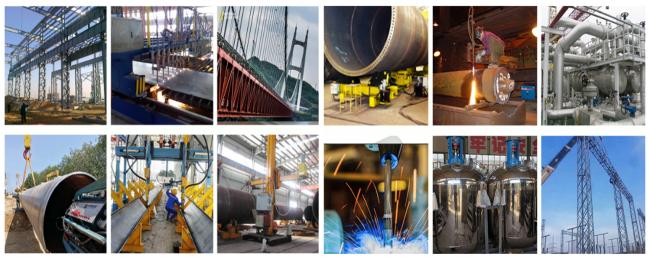 Welding rotator in operation with cylindrical workpiece
