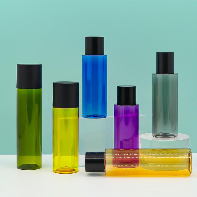 PET cosmetic bottles with different lid options
