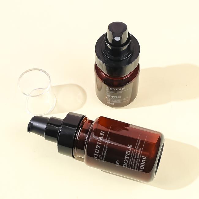 PET Amber Pharmaceutical Bottle Set for dermocosmetic packaging